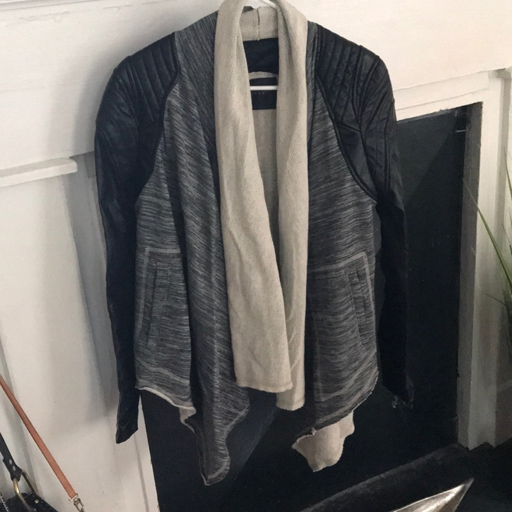 BLANK NYC Black & gray leather jacket